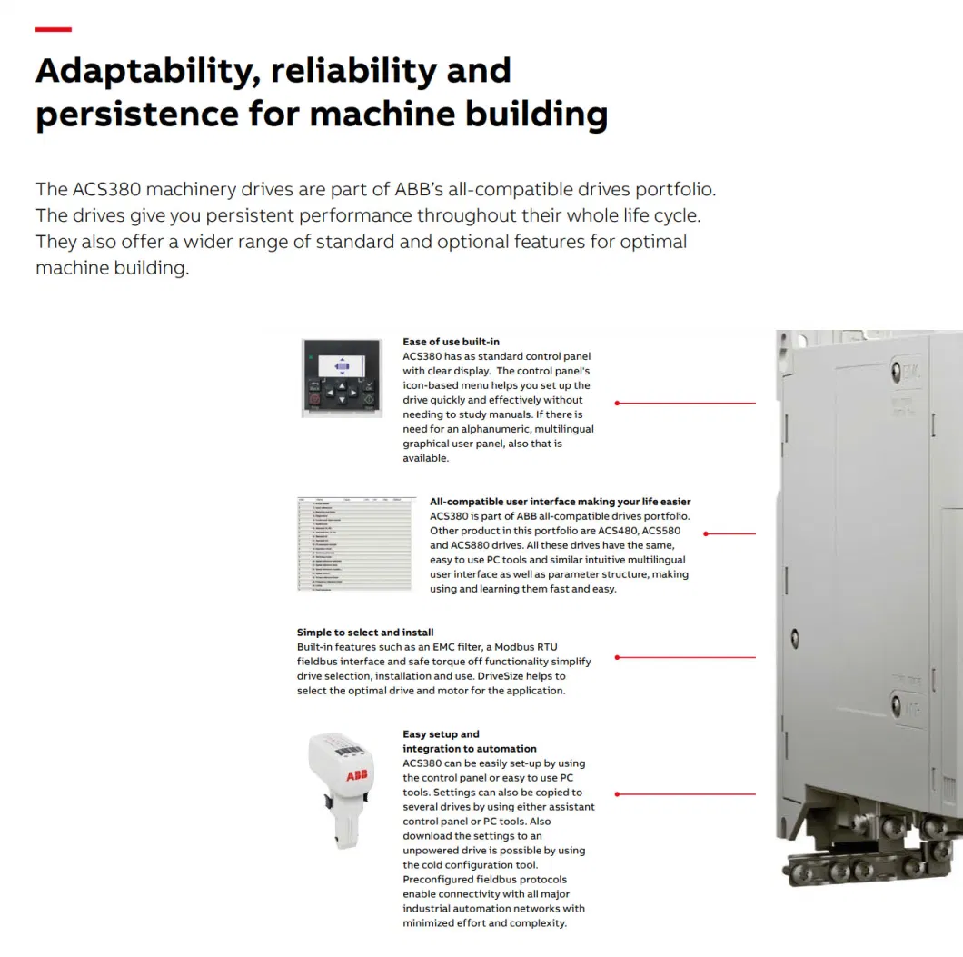 ABB Machinery Drives0.75kw Acs380-040s-02A6-4frequency Converter